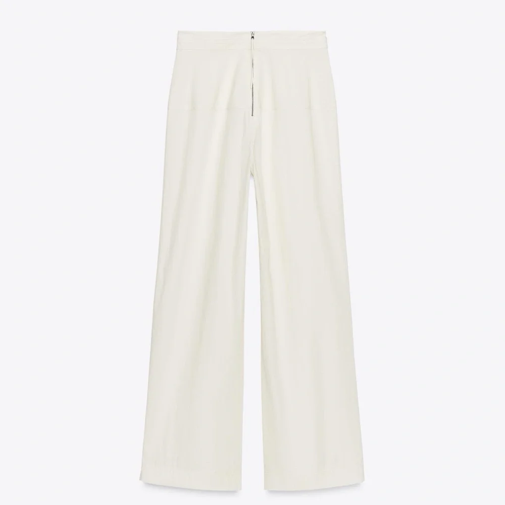 Zara NWT ZW COLLECTION off white back zip pants